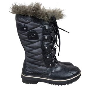 Sorel Torino  II Waterproof Winter Boot Faux Fur Cuff Lace Front Black Size 5
